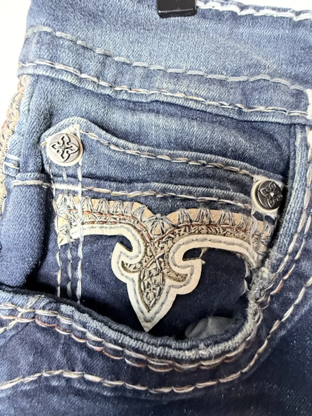Rock Revival Butterum Straight Leg Jean Size 36 Grunge Dark Blue NWOT (I)